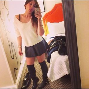 Black Leather Mink Skirt